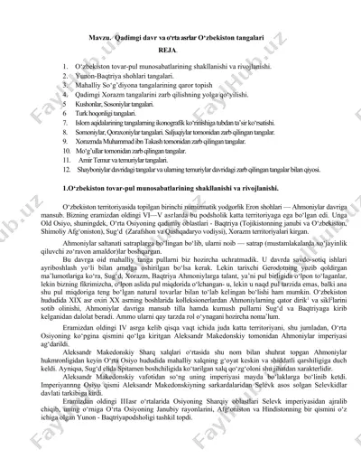 o‘zbekiston tangalari — DOCX