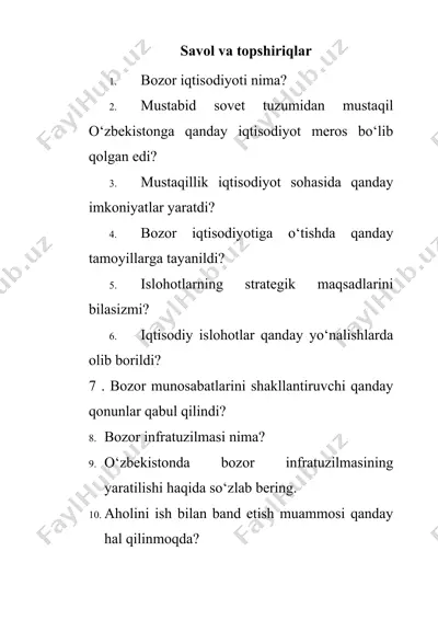 bozor iqtisodiyoti — DOCX