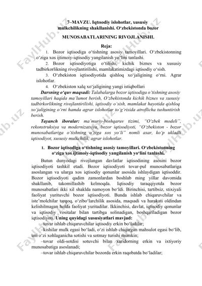 bozor iqtisodiga o‘tishning asosiy tamoyillari — DOCX