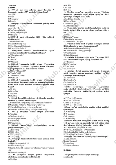 o‘zbekiston respublikasi yillari bo‘yicha savollarga javoblar — DOCX