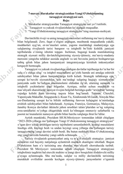 harakatlar strategiyasidan-yangi o'zbekistonning taraqqiyot strategiyasi sari. — DOCX