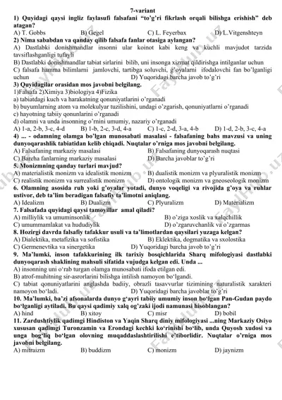 falsafiy savollar va javoblar — DOCX