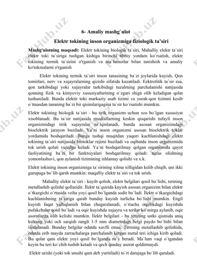 elektr tokining inson organizmiga fiziologik ta’siri — DOCX