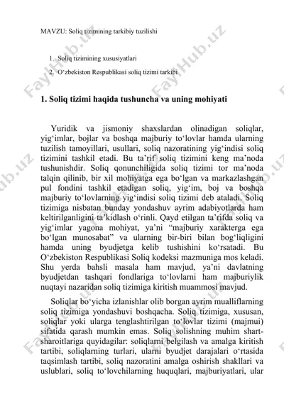 soliq tizimining tarkibiy tuzilishi — DOCX