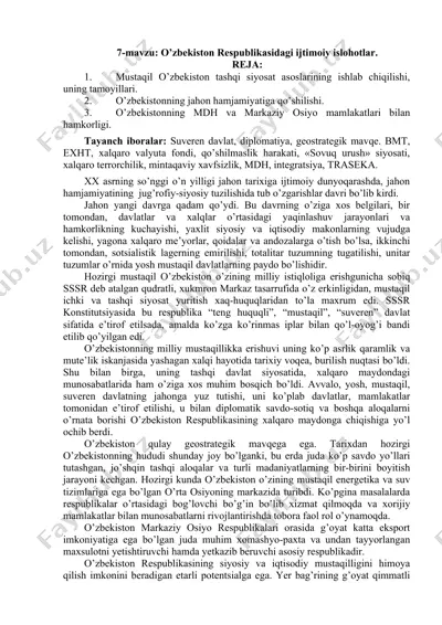 o'zbekiston respublikasidagi ijtimoiy islohotlar — DOCX