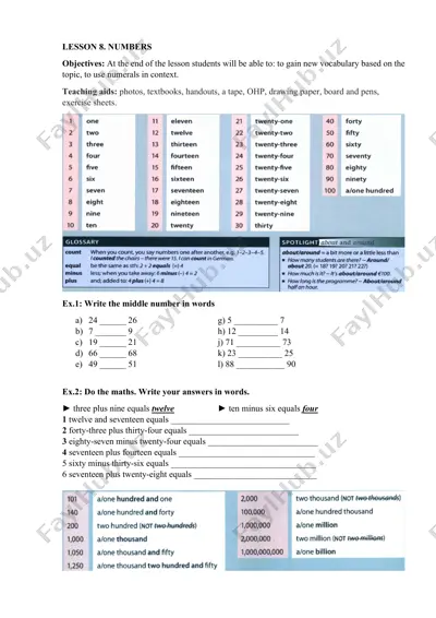 lesson 8. numbers — DOCX