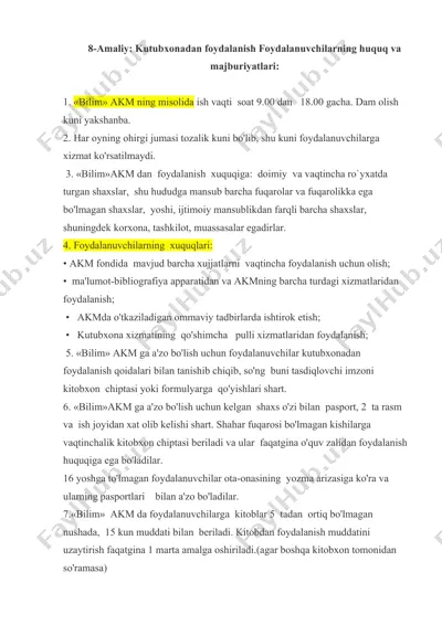 "kutubxonadan foydalanish" — DOCX