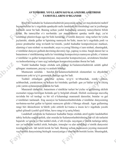 yashil hududlar va ko‘kalamzorlashtirish tamoyillari — DOCX