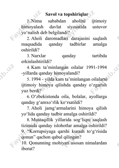 aholini ijtimoiy himoyalash davlat siyosati — DOCX
