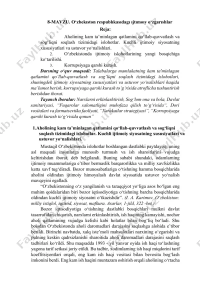 o‘zbekıston respublıkasıdagı ıjtımoıy o‘zgarıshlar — DOCX