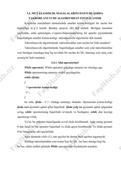 takrorlanuvchi algoritm va sikl operatorlari — DOCX