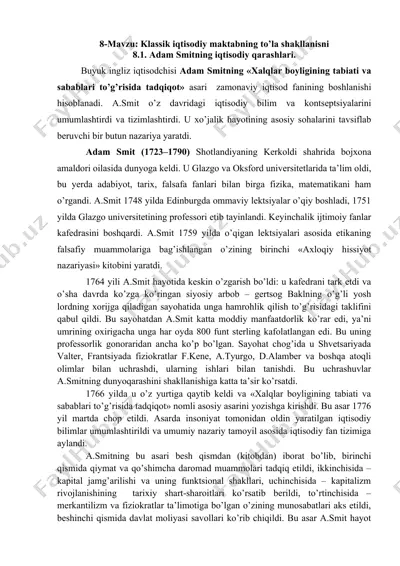 adam smitning iqtisodiy qarashlari — DOC