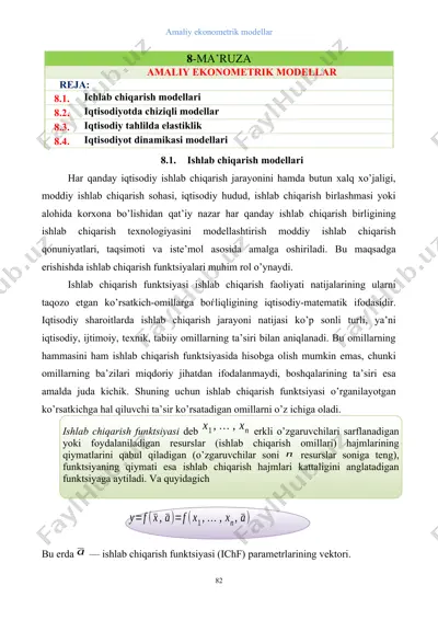 amaliy ekonometrik modellar — DOCX