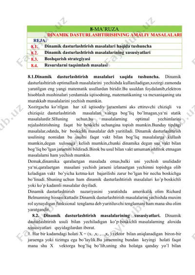 dinamik dasturlashtirishning amaliy masalalari — DOCX