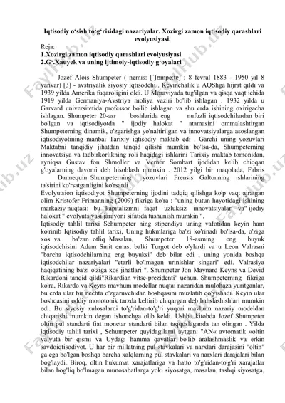xozirgi zamon iqtisodiy qarashlari evolyusiyasi — DOCX