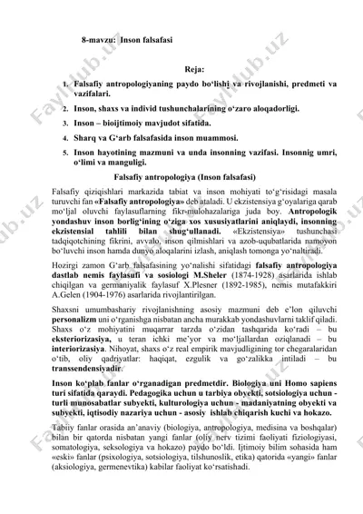 falsafiy antropologiya (inson falsafasi) — DOCX