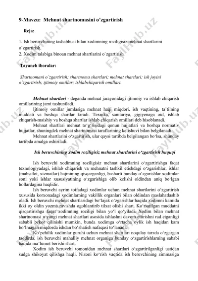 mehnat shartnomasini o’zgartirish — DOCX