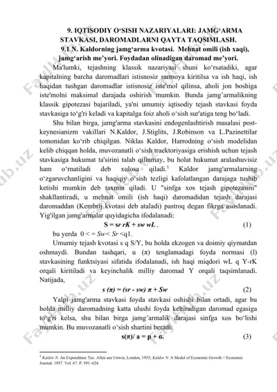 iqtisodiy o‘sish nazariyalari: jamg‘arma stavkasi, daromadlarni qayta taqsimlash — DOCX