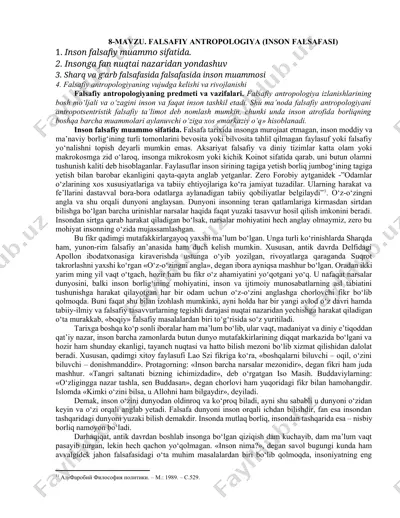 falsafiy antropologiya (inson falsafasi) — DOCX