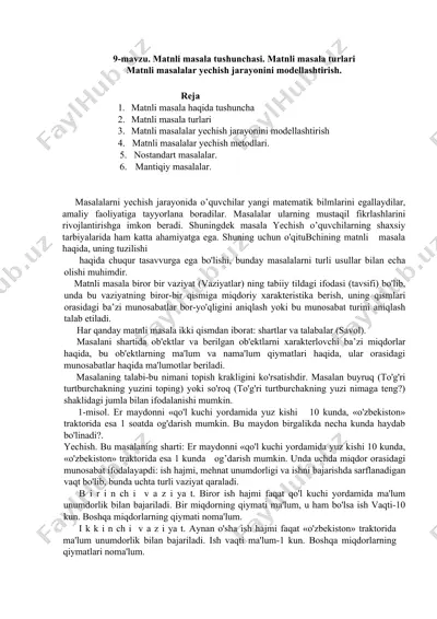 matnli masalalar yechish — DOCX