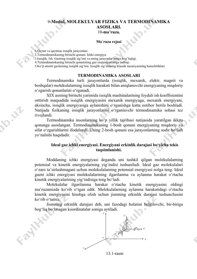 modul, molekulyar fizika va termodinamika asoslari — DOCX