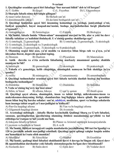 falsafa va uning asosiy tushunchalari — DOCX
