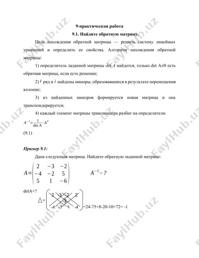норма матрицы, цвет и след — DOCX