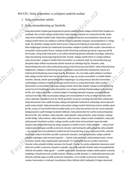 soliq tizimi va soliqlar — DOCX