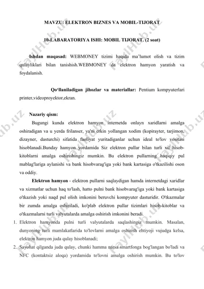 webmoney elektron hamyon — DOCX