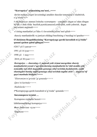 korrupsiya atamasining ma’nosi — DOCX