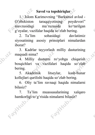 ta'lim sohasi davlatimiz siyosati — DOCX