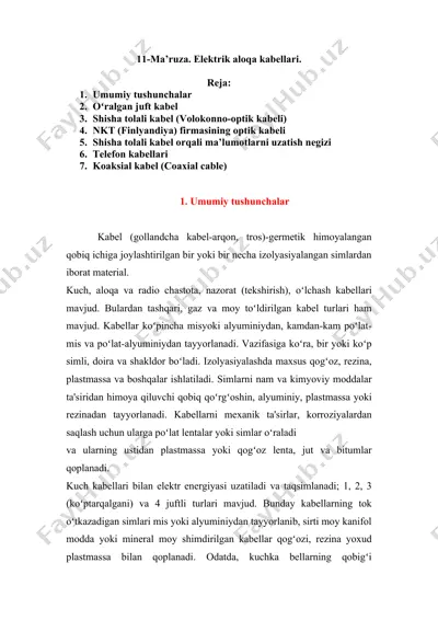 elektrik aloqa kabellari — DOCX