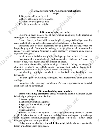 biznes etikasi — DOCX