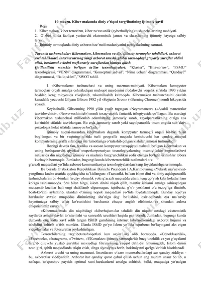 kibermakon va din: ijtimoiy hayotga salbiy ta'sir — DOCX