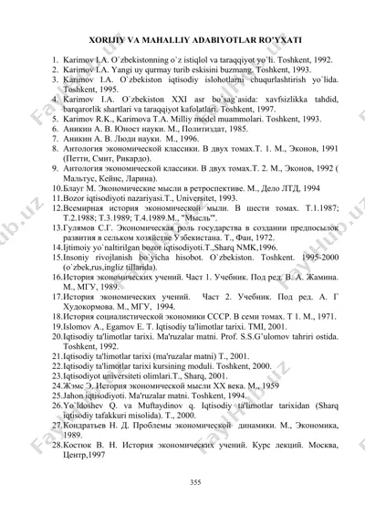 q. i. karimov "o‘zbekistonning o‘z istiqlol va taraqqiyot yo‘li" — DOC