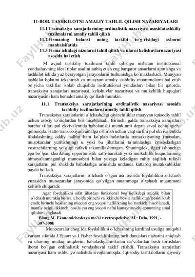 transaksiya xarajatlari amaliy tahlil qilish nazariyalari — DOCX