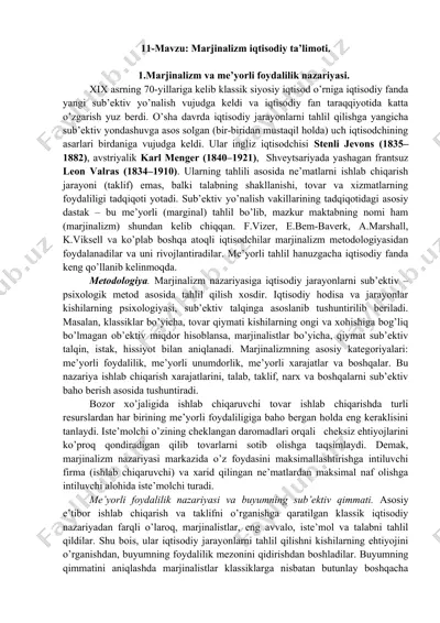marjinalizm va me’yorli foydalilik nazariyasi — DOC