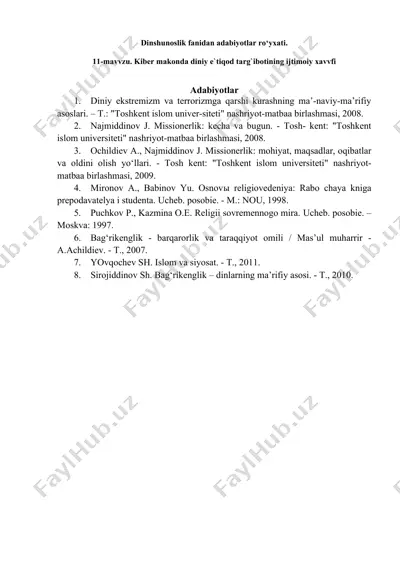 diniy ekstremizm va terrorizmga qarshi kurashning ma’-naviy-ma’rifiy asoslari — DOCX