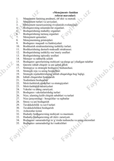 menеjmеnt fanidan referat mavzulari — DOC
