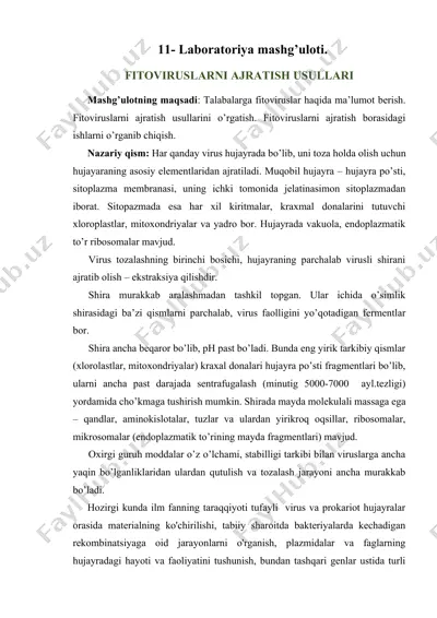 fitoviruslarni ajratish usullari mashg’uloti — DOCX