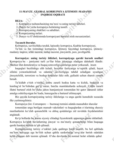 global korrupsiya ijtimoiy-madaniy inqiroz oqibati — DOCX