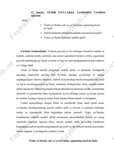 temir yo‘llarda tashishni tashkil qilish — DOCX