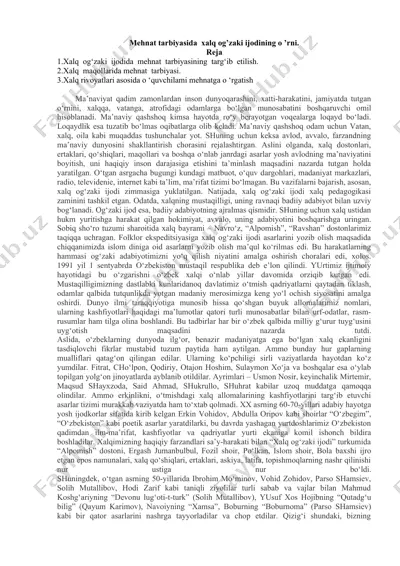 xalq og'zaki ijodi va mehnat tarbiyasi — DOCX