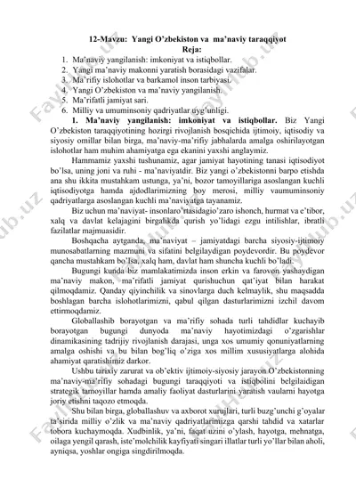yangi o’zbekiston va ma’naviy taraqqiyot — DOCX