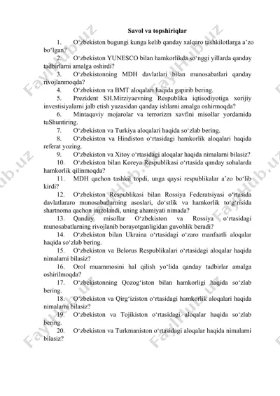 davlatlararo munosabatlar — DOCX