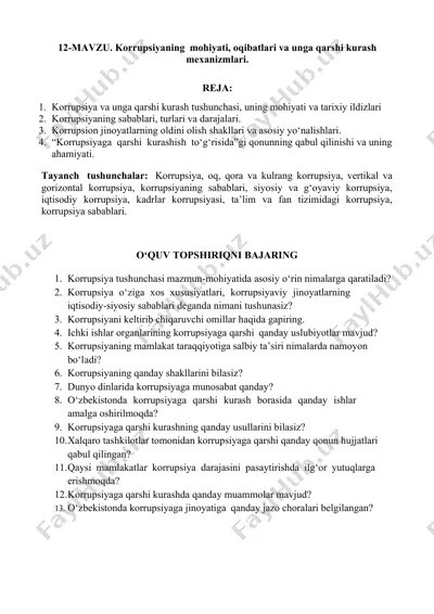 korrupsiyaning mohiyati, oqibatlari va unga qarshi kurash mexanizmlari — DOCX