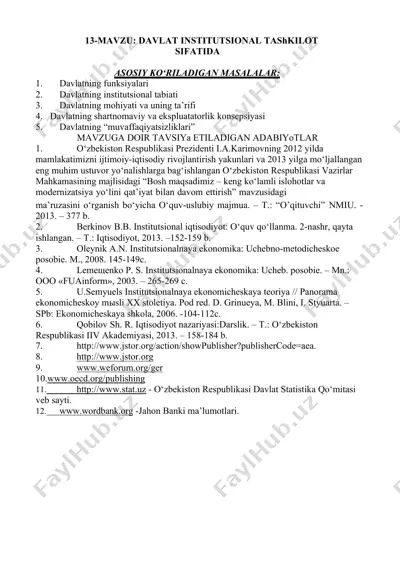 davlat institutsional tasniflash — DOCX