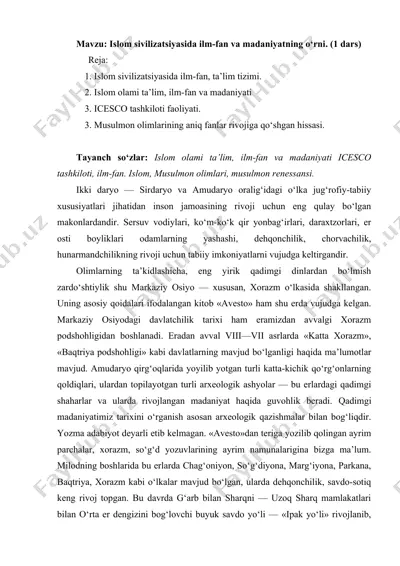islom sivilizatsiyasida ilm-fan va madaniyatning o‘rni — DOCX