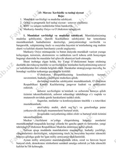 xavfsizlik va tashqi siyosat reja — DOCX