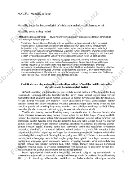 mahalliy soliqlar — DOCX